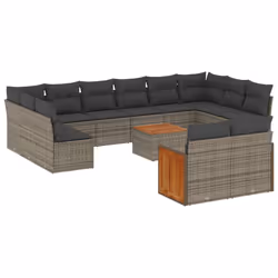 Set Divani da Giardino 13 pz con Cuscini Grigio in Polyrattancod mxl 88980 - Vista aggiuntiva 2