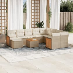 Set Divani da Giardino 11 pz con Cuscini Beige in Polyrattancod mxl 116665
