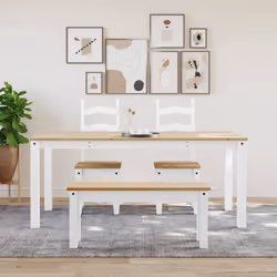 vidaXL Tavolo da Pranzo Panama Bianco 180x90x75 cm Legno Massello Pino - Vista aggiuntiva 3