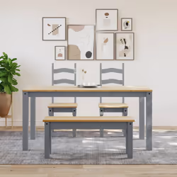 vidaXL Panca da Pranzo Panama Grigia 105x30x45 cm Legno Massello Pino - Vista aggiuntiva 3