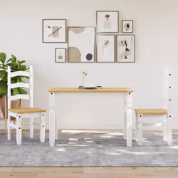 vidaXL Tavolo da Pranzo Corona 112x60x75 cm in Legno Massello di Pino - Vista aggiuntiva 3