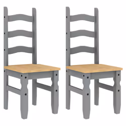 vidaXL Sedie da Pranzo 2 pz Corona Grigie 42x47x107 cm Legno Massello di Pino - Vista aggiuntiva 2
