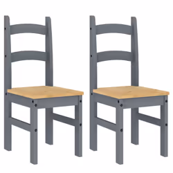vidaXL Sedie da Pranzo 2 pz Grigie 40x46x99 cm Legno Massello di Pino - Vista aggiuntiva 2