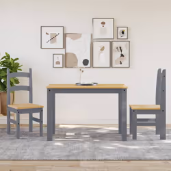 vidaXL Sedie da Pranzo 2 pz Grigie 40x46x99 cm Legno Massello di Pino - Vista aggiuntiva 3