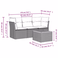 Set Divani da Giardino 4 pz con Cuscini Nero in Polyrattancod mxl 111937 - Vista aggiuntiva 3
