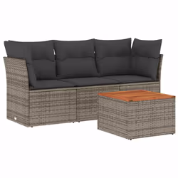Set Divani da Giardino 4 pz con Cuscini in Polyrattan Grigiocod mxl 111938 - Vista aggiuntiva 2