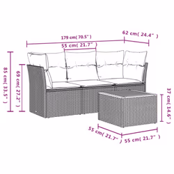 Set Divani da Giardino 4 pz con Cuscini in Polyrattan Grigiocod mxl 111938 - Vista aggiuntiva 3