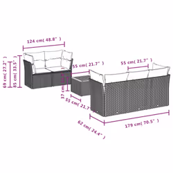 vidaXL Set Divano da Giardino 6 pz con Cuscini Beige in Polyrattan - Vista aggiuntiva 3