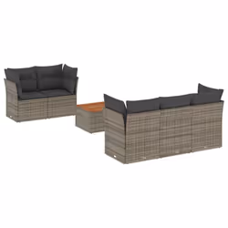 Set Divano da Giardino 6 pz con Cuscini Grigio in Polyrattancod mxl 90396 - Vista aggiuntiva 2