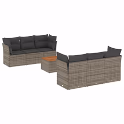 Set Divani da Giardino 7 pz con Cuscini Grigio in Polyrattancod mxl 112432 - Vista aggiuntiva 2