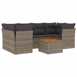 Set Divani da Giardino 7 pz con Cuscini Grigio in Polyrattancod mxl 112434 - Vista aggiuntiva 2