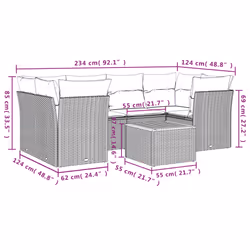 Set Divani da Giardino 7 pz con Cuscini Grigio in Polyrattancod mxl 112434 - Vista aggiuntiva 3