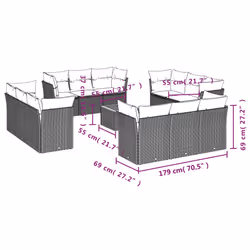 vidaXL Set Divano da Giardino 13 pz con Cuscini Beige in Polyrattan - Vista aggiuntiva 3