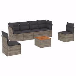Set Divani da Giardino 7 pz con Cuscini Grigio in Polyrattancod mxl 113366 - Vista aggiuntiva 2