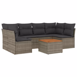 Set Divani da Giardino 7 pz con Cuscini Grigio in Polyrattancod mxl 113371 - Vista aggiuntiva 2