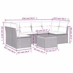 Set Divani da Giardino 7 pz con Cuscini Grigio in Polyrattancod mxl 113371 - Vista aggiuntiva 3