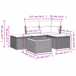 Set Divano da Giardino 5 pz con Cuscini Beige in Polyrattancod mxl 89389 - Vista aggiuntiva 3