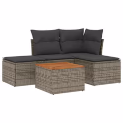 Set Divano da Giardino 5 pz con Cuscini Grigio in Polyrattancod mxl 111945 - Vista aggiuntiva 2