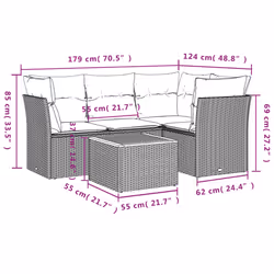 vidaXL Set Divani da Giardino 5 pz con Cuscini in Polyrattan Nero - Vista aggiuntiva 3