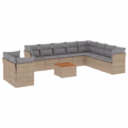 Set Divani da Giardino 11 pz con Cuscini Beige in Polyrattancod mxl 87597 - Vista aggiuntiva 2