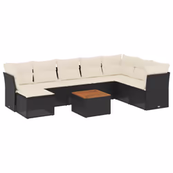 Set Divani da Giardino 9 pz con Cuscini Nero in Polyrattancod mxl 111952 - Vista aggiuntiva 2