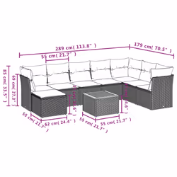 Set Divani da Giardino 9 pz con Cuscini Nero in Polyrattancod mxl 111952 - Vista aggiuntiva 3