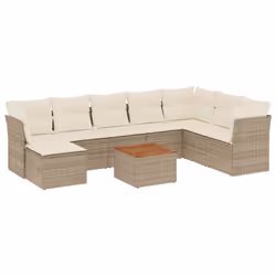 Set Divano da Giardino 9 pz con Cuscini Beige in Polyrattancod mxl 113380 - Vista aggiuntiva 2