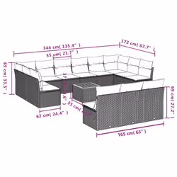 Set Divani da Giardino 14pz con Cuscini in Polyrattan Nerocod mxl 112251 - Vista aggiuntiva 3