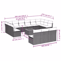 vidaXL Set Divani da Giardino 14pz con Cuscini in Polyrattan Grigio - Vista aggiuntiva 3