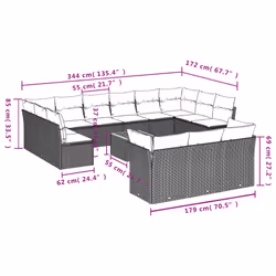 Set Divani da Giardino 14pz con Cuscini in Polyrattan Nerocod mxl 87738 - Vista aggiuntiva 3