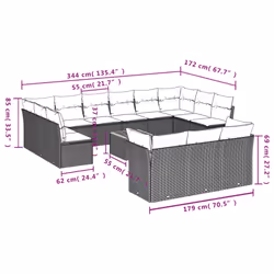 Set Divani da Giardino 14pz con Cuscini in Polyrattan Nerocod mxl 111729 - Vista aggiuntiva 3