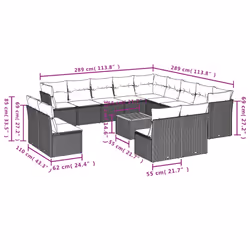 Set Divani da Giardino 14pz con Cuscini in Polyrattan Nerocod mxl 89300 - Vista aggiuntiva 3