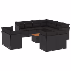 Set Divani da Giardino 12 pz con Cuscini Nero in Polyrattancod mxl 89930 - Vista aggiuntiva 2