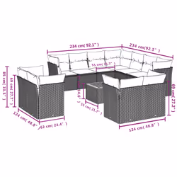 Set Divani da Giardino 12 pz con Cuscini Nero in Polyrattancod mxl 89930 - Vista aggiuntiva 3