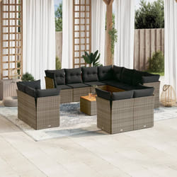 vidaXL Set Divani da Giardino 12 pz con Cuscini Grigio in Polyrattan