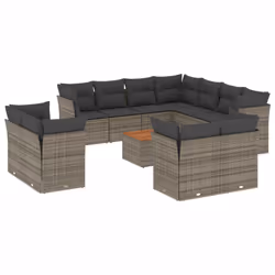 vidaXL Set Divani da Giardino 12 pz con Cuscini Grigio in Polyrattan - Vista aggiuntiva 2