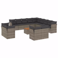 Set Divani da Giardino 14pz con Cuscini in Polyrattan Grigiocod mxl 87645 - Vista aggiuntiva 2