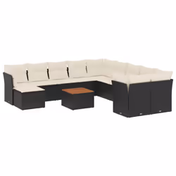 Set Divani da Giardino 12 pz con Cuscini Nero in Polyrattancod mxl 114099 - Vista aggiuntiva 2