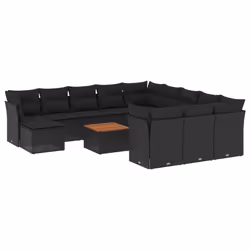 Set Divani da Giardino 13pz con Cuscini Nero in Polyrattancod mxl 89501 - Vista aggiuntiva 2