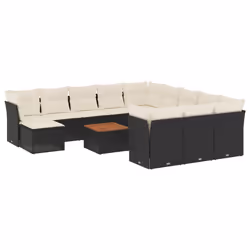 vidaXL Set Divani da Giardino 13pz con Cuscini Nero in Polyrattan - Vista aggiuntiva 2