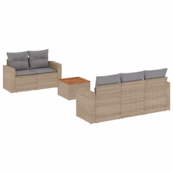 Set Divano da Giardino 6 pz con Cuscini Beige in Polyrattancod mxl 111642 - Vista aggiuntiva 2