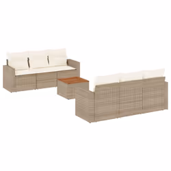 Set Divani da Giardino 7 pz con Cuscini Beige in Polyrattancod mxl 89531 - Vista aggiuntiva 2