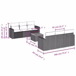 Set Divani da Giardino 7 pz con Cuscini Grigio in Polyrattancod mxl 87647 - Vista aggiuntiva 3