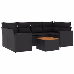vidaXL Set Divani da Giardino con Cuscini 7pz Nero Polyrattan - Vista aggiuntiva 2