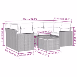 vidaXL Set Divani da Giardino con Cuscini 7pz Nero Polyrattan - Vista aggiuntiva 3