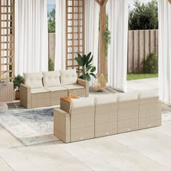 Set Divano da Giardino 8 pz con Cuscini Beige in Polyrattancod mxl 89502