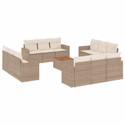 Set Divano da Giardino 13 pz con Cuscini Beige in Polyrattancod mxl 87648 - Vista aggiuntiva 2