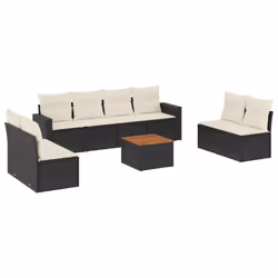 Set Divani da Giardino 9 pz con Cuscini Nero in Polyrattancod mxl 89505 - Vista aggiuntiva 2