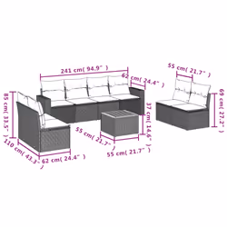 Set Divani da Giardino 9 pz con Cuscini Nero in Polyrattancod mxl 89505 - Vista aggiuntiva 3