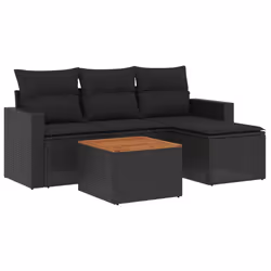 Set Divani da Giardino 5 pz con Cuscini in Polyrattan Nerocod mxl 111646 - Vista aggiuntiva 2